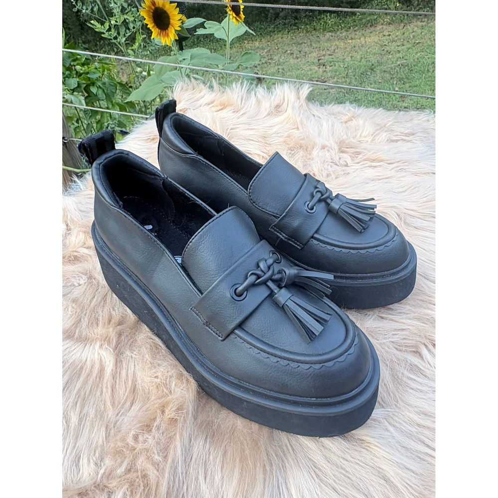 Platform Loafers Black Tassel Chunky Rocket Dog Harper Size 9